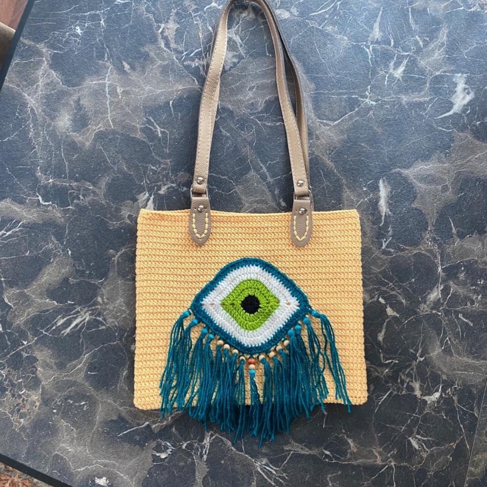 Evil eye handmade shoulder bag